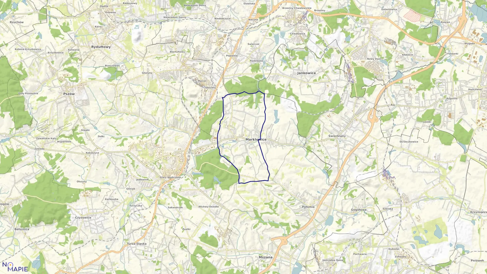 Mapa obrębu MARKLOWICE DOLNE w gminie Marklowice