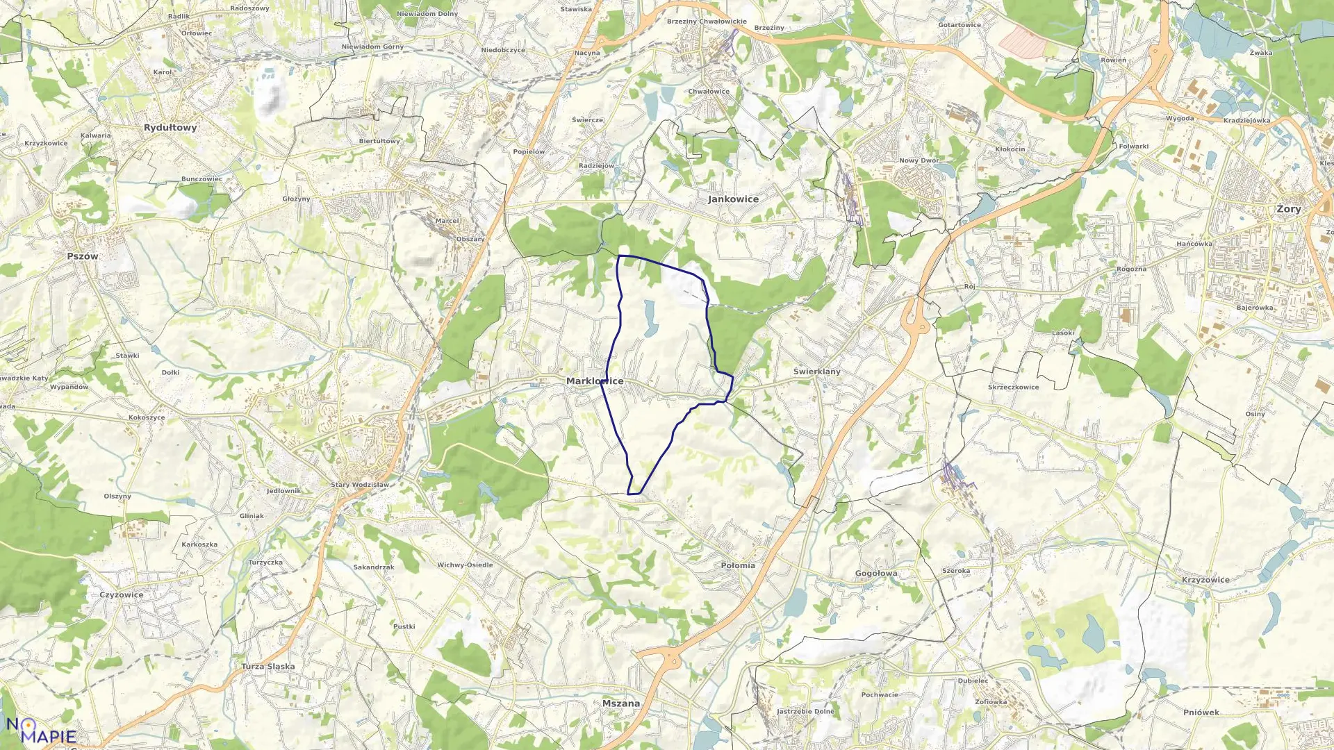 Mapa obrębu MARKLOWICE GÓRNE w gminie Marklowice